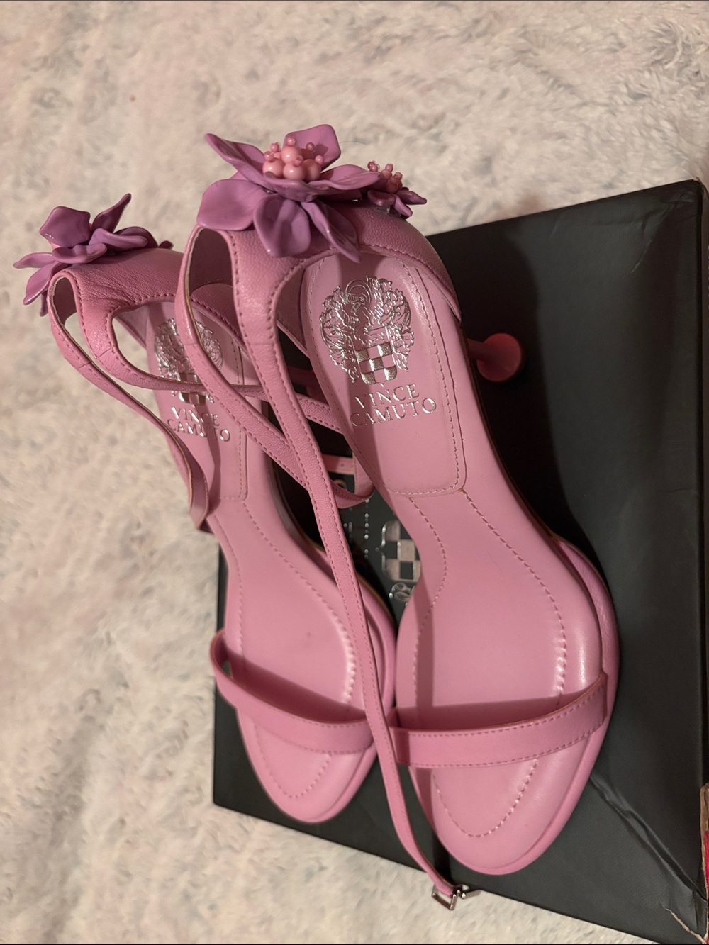 Vince Camuto Pink Open-Toe Ankle-Strap Heels - Picture 4 of 10